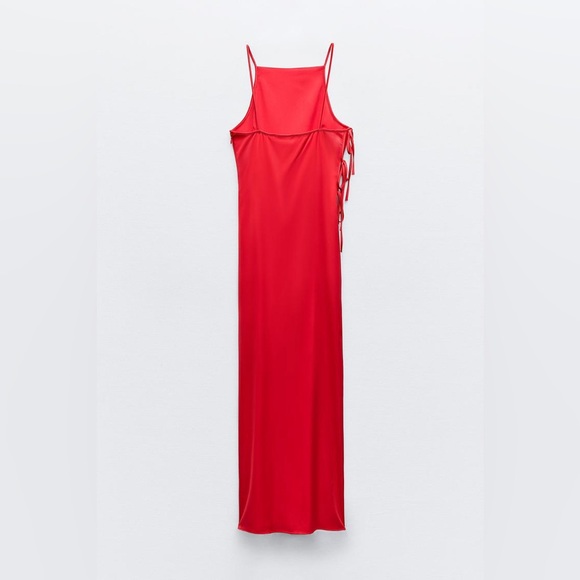 Zara Tied Satin Effect Dress L - Picture 8 of 9